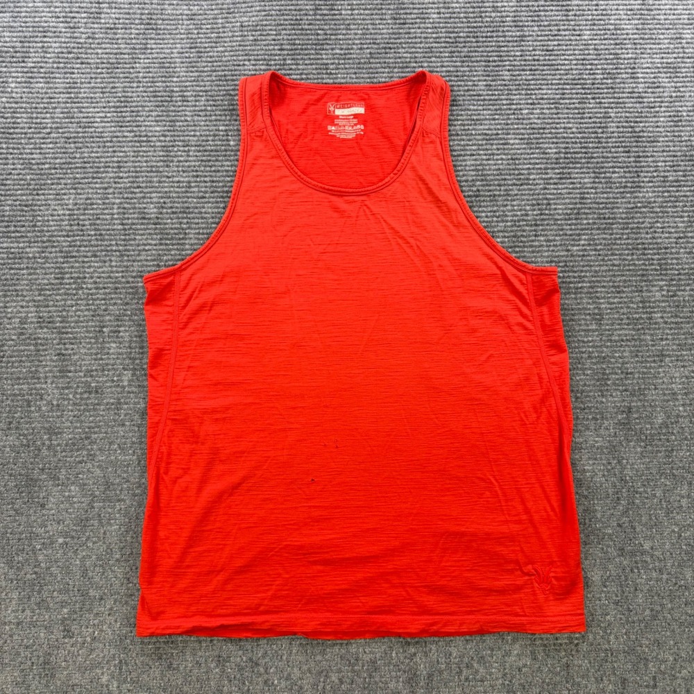 Ibex Weightless Tank Top Mens Large Red Merino Wool Blend Athletic Shirt Hole
